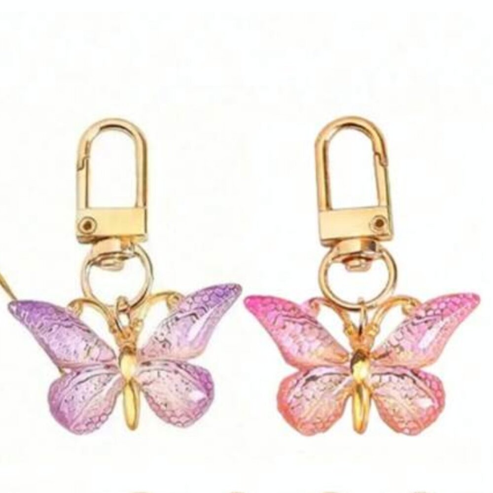 Pink OR Purple Butterfly Resin Charms 3pcs